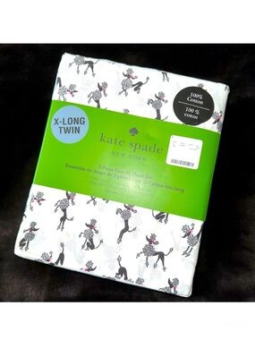 NEW! KATE SPADE Twin XL Prancing Poodles Sheets & Pillowcase Set NWT GORGEOUS!